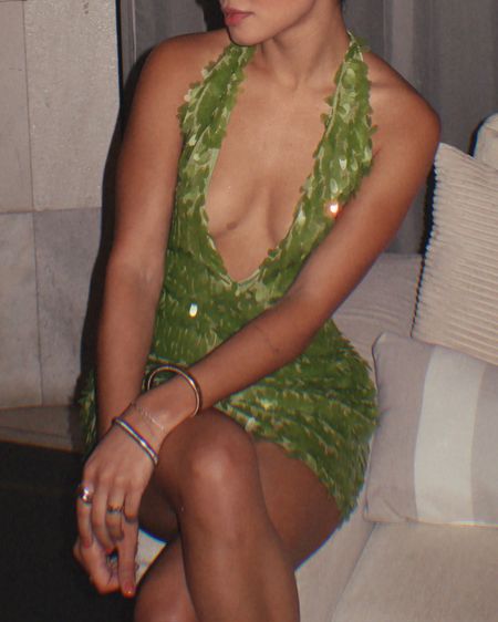 Miami bachelorette party ootd | green sequins sparkle mini dress in XS 

#LTKfindsunder100 #LTKparties #LTKstyletip