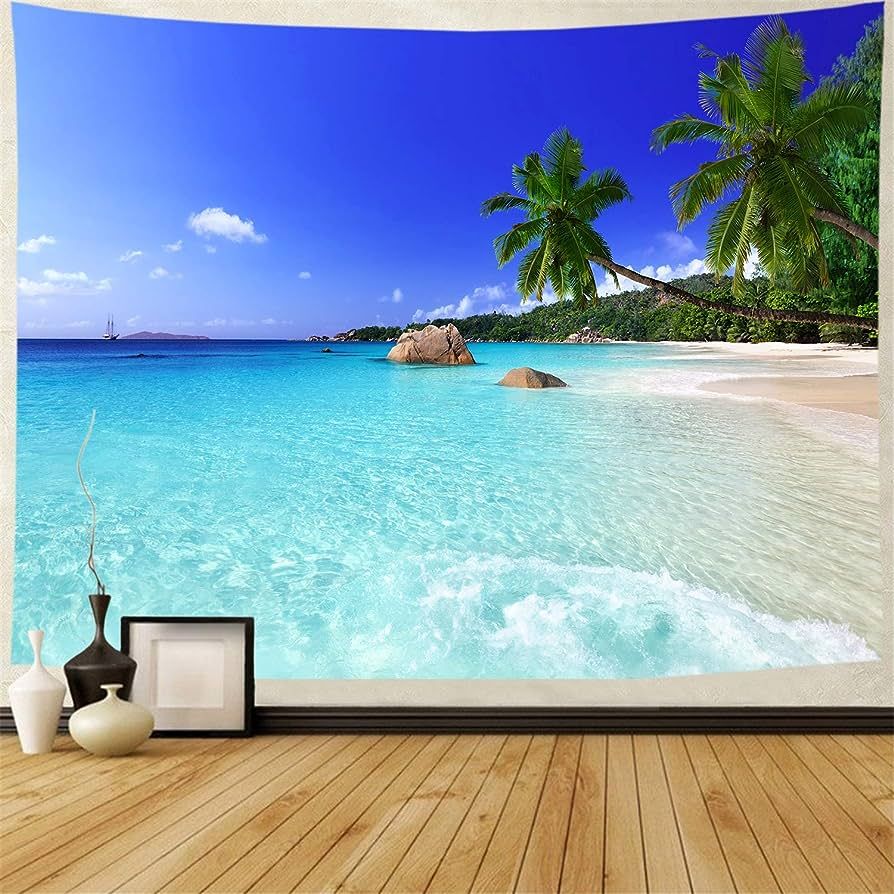 Racunbula Tapestry Ocean Beach Tapestry Wall Hanging Tropic Paradise Beach Wall Tapestry Coconut ... | Amazon (US)