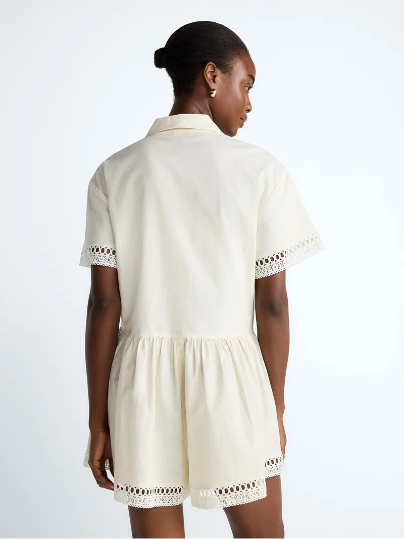 Scoop Women's Crochet Romper, Sizes XS-4XL - Walmart.com | Walmart (US)