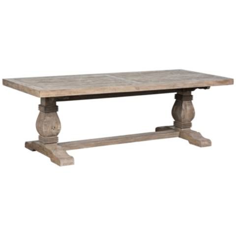 Caleb 94" Wide Distressed Wood Rectangular Dining Room Trestle Table - #36F68 | Lamps Plus | Lamps Plus