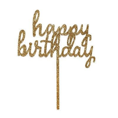 &#34;Happy Birthday&#34; Cake Decor Gold - Spritz&#8482; | Target