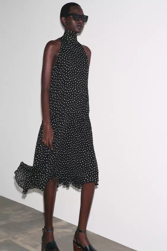 NECKHOLDER-KLEID MIT PUNKTMUSTER ZW COLLECTION | Zara DE