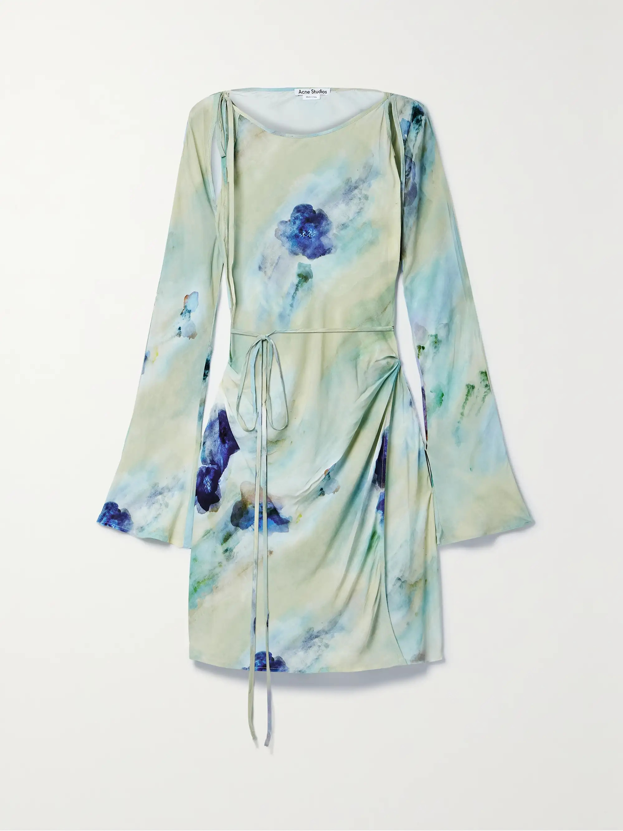 Cutout tie-dyed floral-print crepe mini dress | NET-A-PORTER (US)