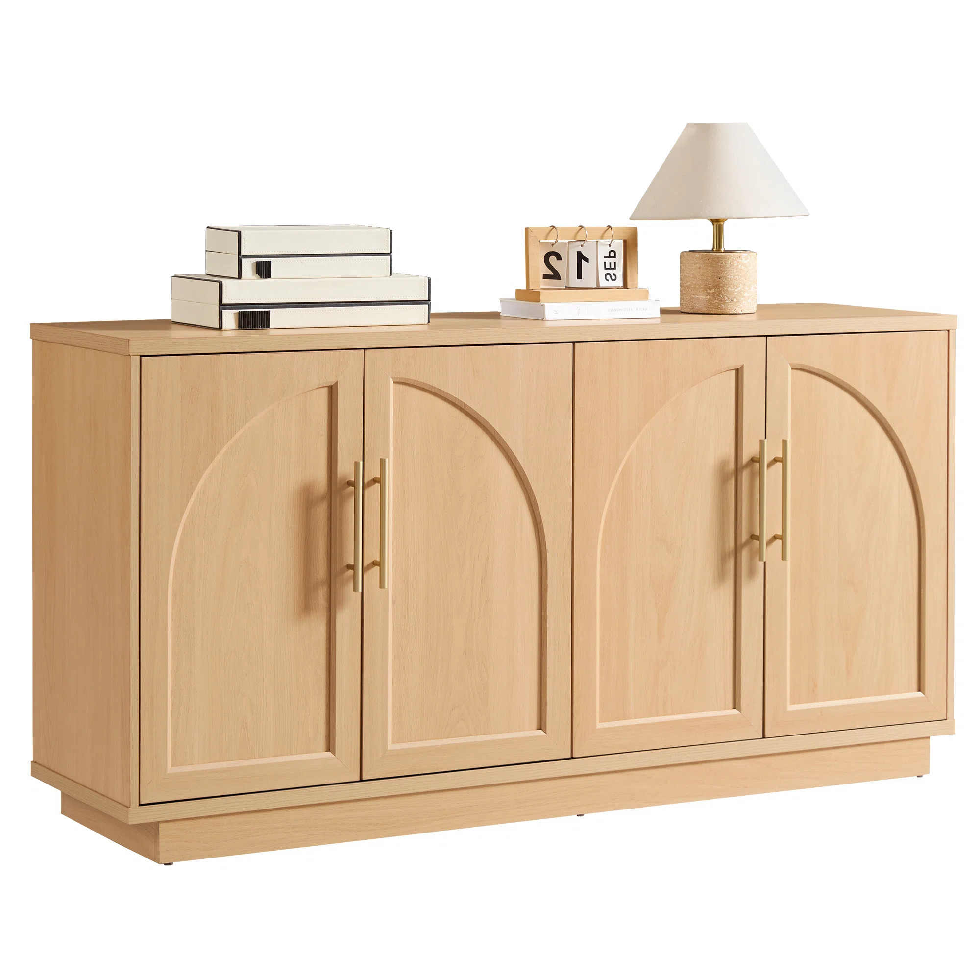 Curved Arch Four Door Sideboard Storage Cabinet with Adjustable Shelves (Set of 2) | Wayfair North America