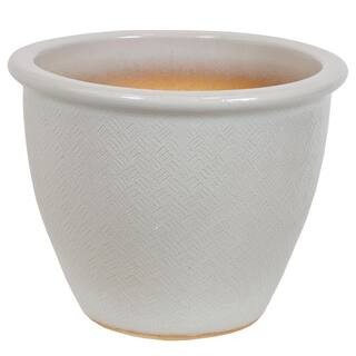 15 in. Ocean Villa Ceramic Indoor/Outdoor Planter Pearl | The Home Depot