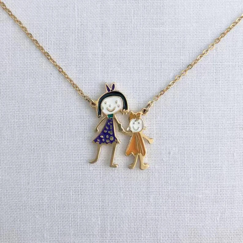 Custom Engraved Logo Necklace, Personalized Enamel Color Picture Photo Drawing Necklace Jewelry, ... | Etsy (US)