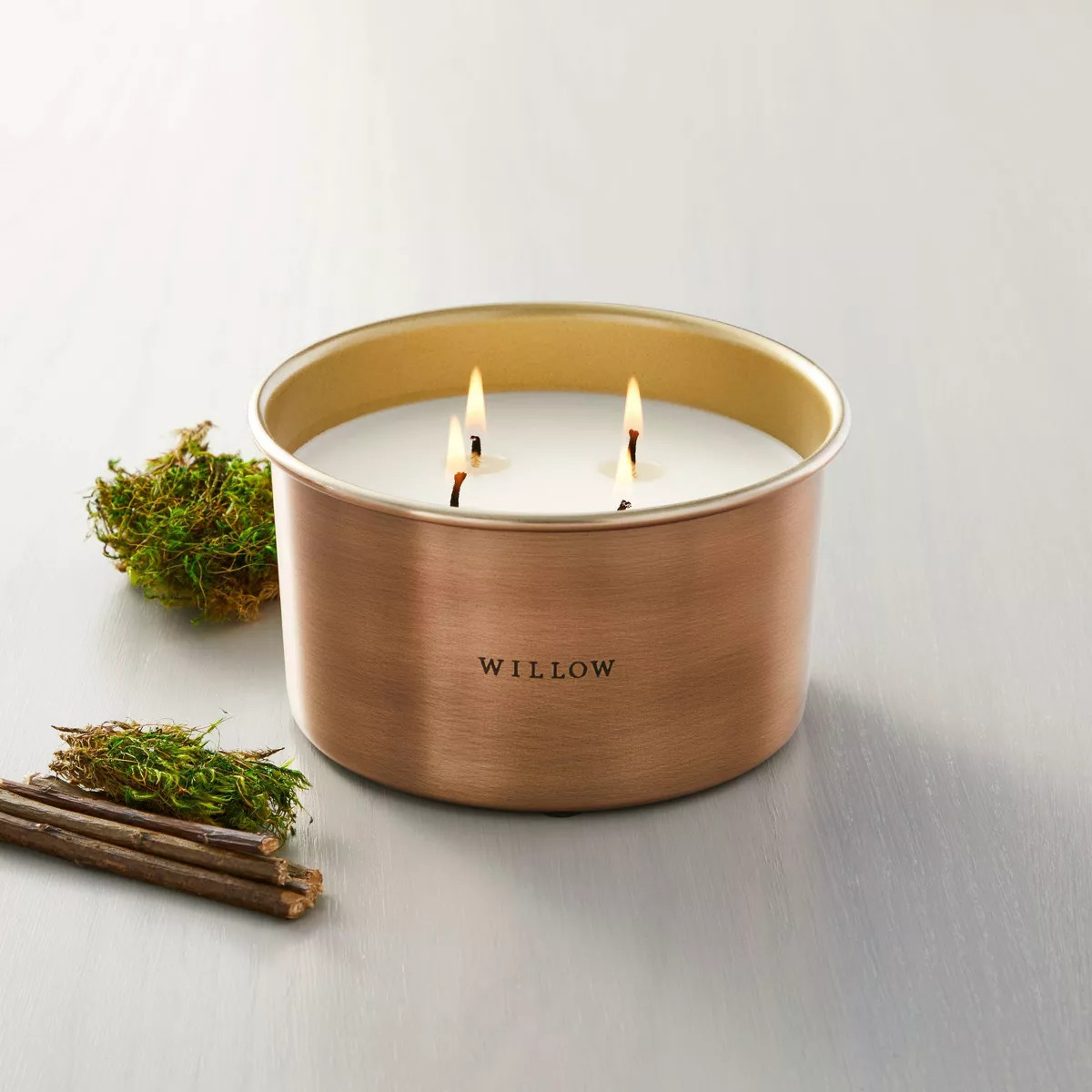 Lidded Metal Willow 4-Wick Jar Candle Brass Finish 20oz - Hearth & Hand™ with Magnolia | Target