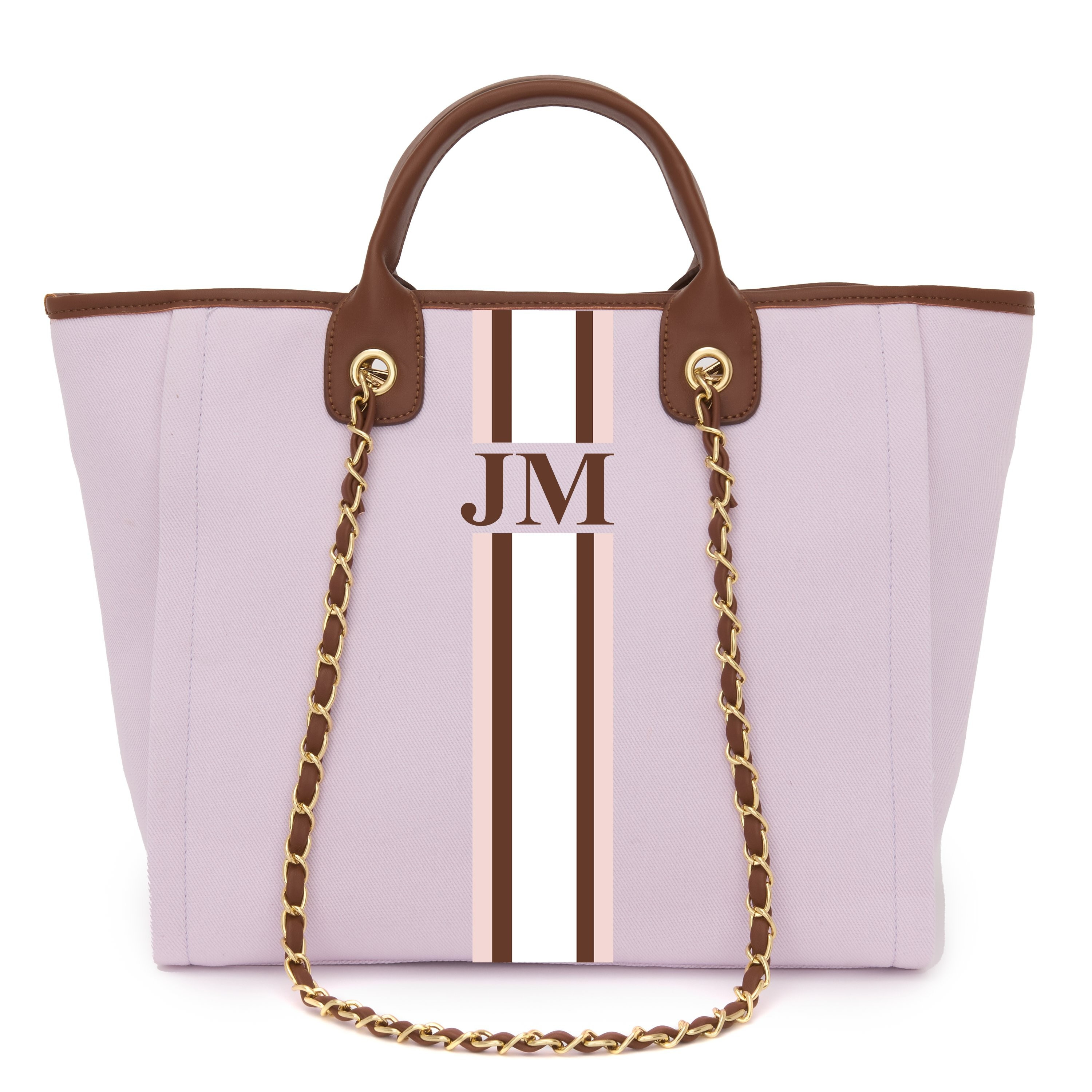 Lily and Bean Canvas Tote Bag Lilac with Dark Brown Handles Medium Des | Lily and Bean