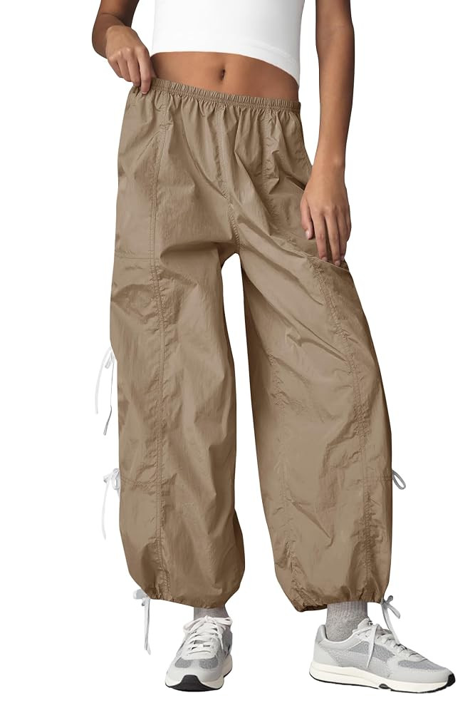 Fisoew Womens Wide Leg Track Pants Casual Elastic Waist Bow Tie Y2K Baggy Sweatpants with Pockets | Amazon (US)