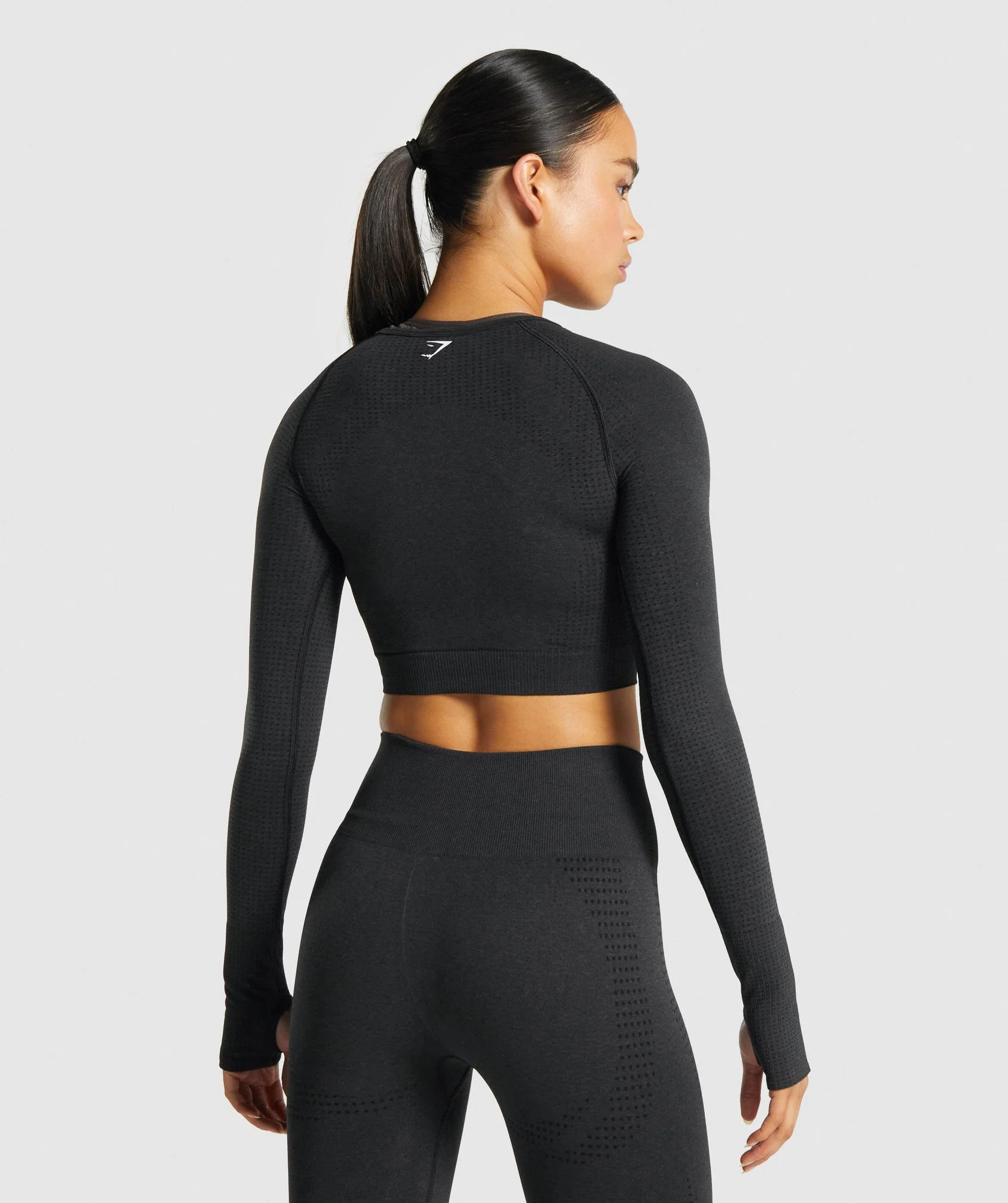 Gymshark Vital Seamless 2.0 Long Sleeve Crop Top - Black Marl | Gymshark (Global)