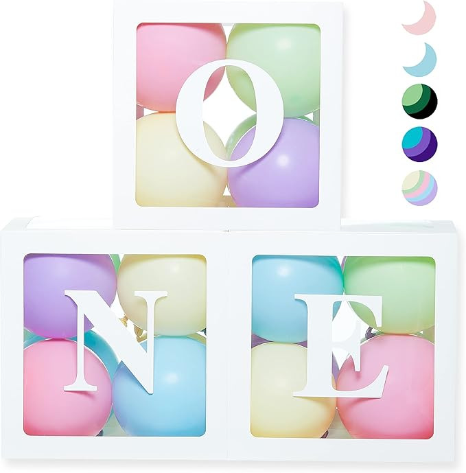 One Boxes for 1st Birthday WITH 24 Balloons for 1 Year Old Party - Baby first Birthday Decoration... | Amazon (US)