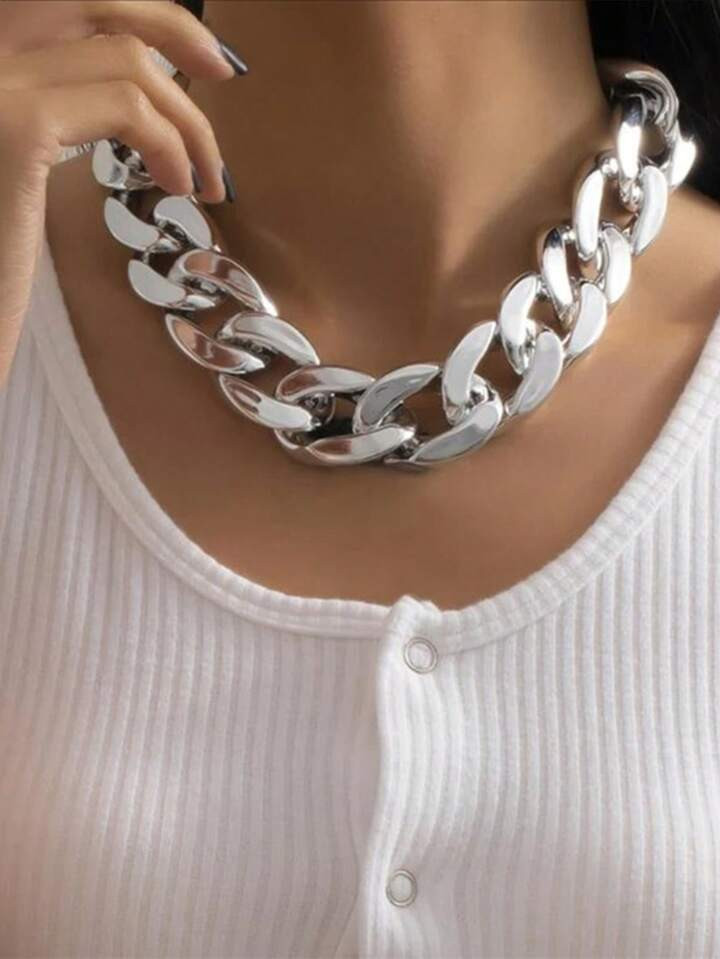 1 Piece Statement Chunky Chain Choker Necklace Chain Chunky Necklace For Women Party | SHEIN