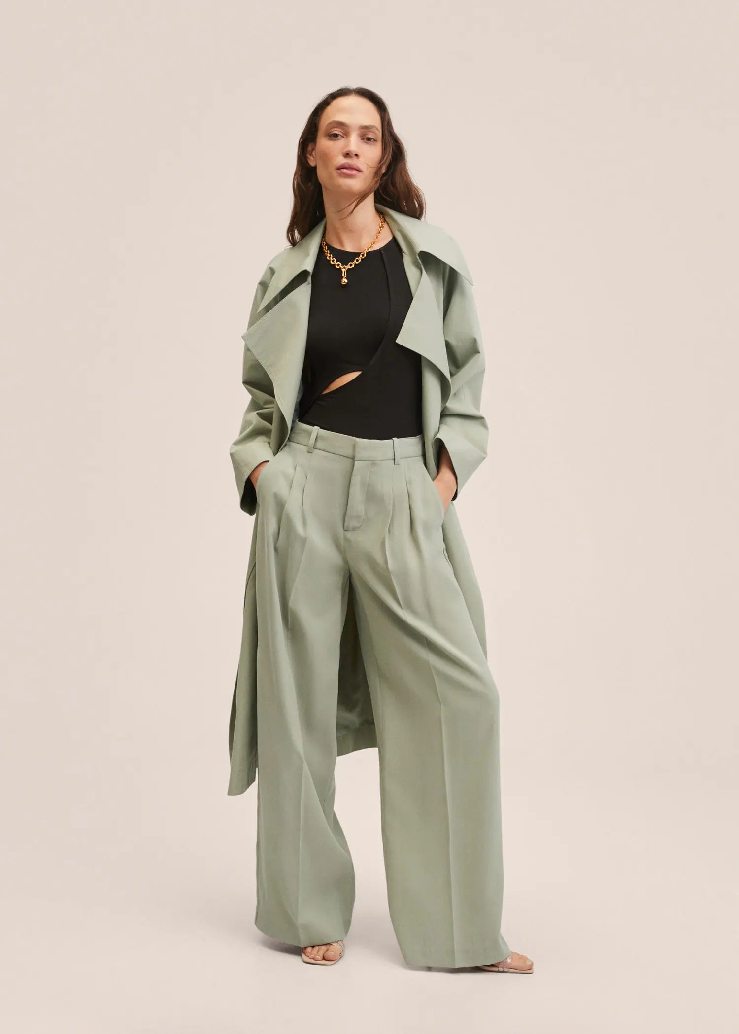 Wideleg pleated trousers | MANGO (US)