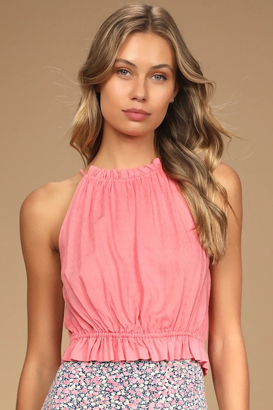 Let Good Times Roll Pink Tie-Back Halter Tank Top | Lulus (US)