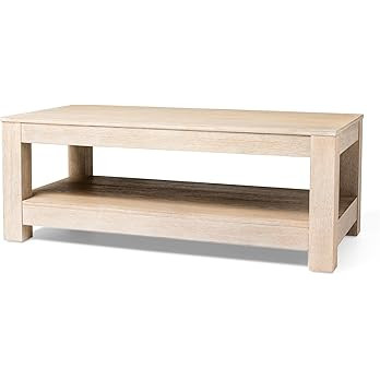 Maven Lane Paulo Large 2 Tier Rustic Rectangle Wooden Center Coffee Table with Shelf Storage for ... | Amazon (US)