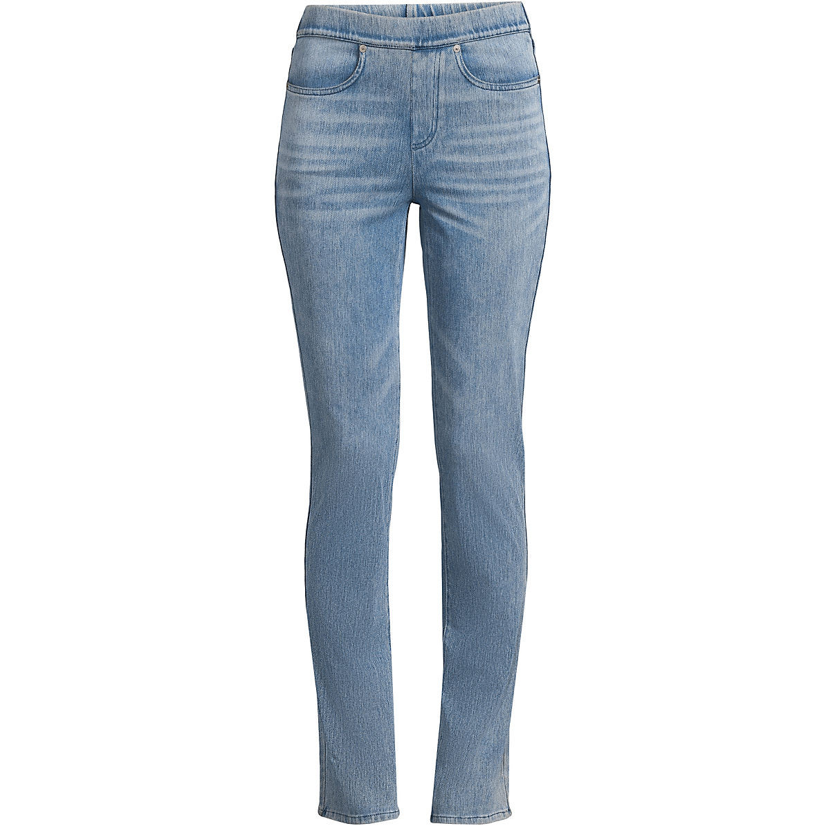 Women's Plus Size Starfish High Rise Knit Denim Straight Jeans | Lands' End (US)