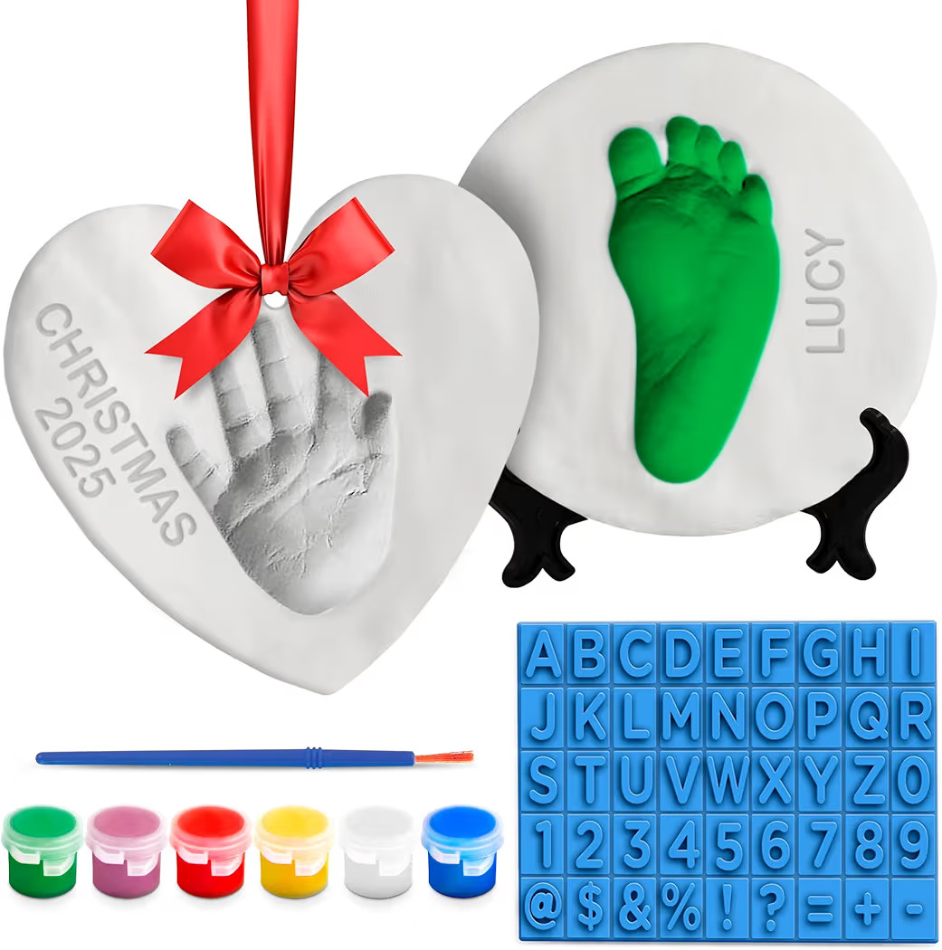 Baby Footprint Hand Print Ornament Making Kit - Baby First Christmas Ornament 2025 (Paint Set Inc... | Amazon (US)