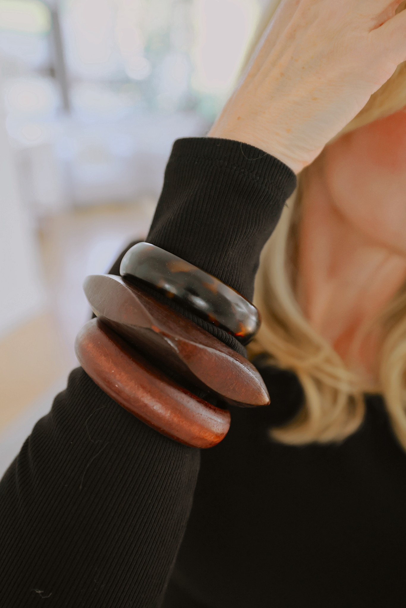 So excited that bangles are back in style! I layered 2 gorgeous brown sets together for this stacked look. 

#LTKFindsUnder100 #LTKSeasonal #LTKStyleTip
