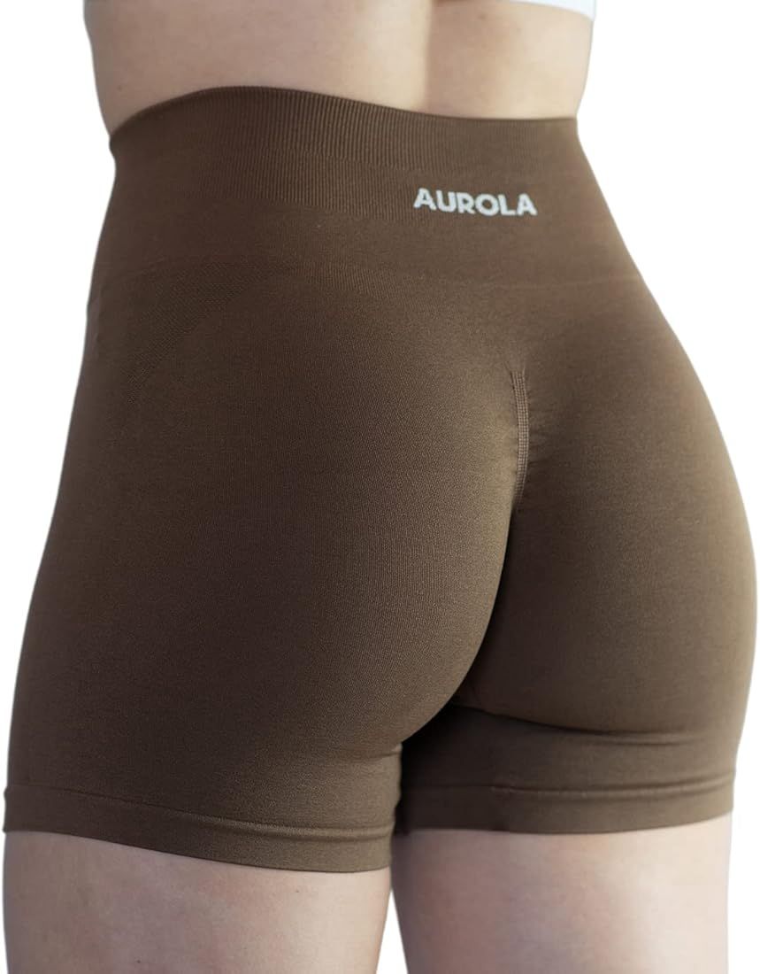 Amazon.com: AUROLA Women's Athletic Shorts High Waisted Running Sporty Shorts Gym Elastic Workout... | Amazon (US)