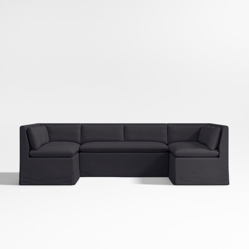 Belmar Midnight Grey U-Shaped Triple Loveseat Dining Banquette | Crate & Barrel | Crate & Barrel