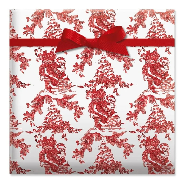Current Toile Santa Christmas Jumbo Rolled Gift Wrap, 23" x 32', Tear Resistant | Walmart (US)