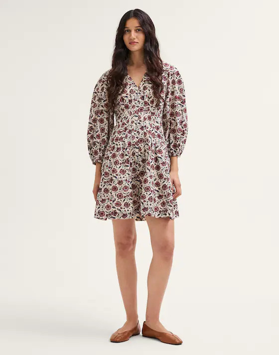 V-Neck Pintuck Mini Dress | Madewell