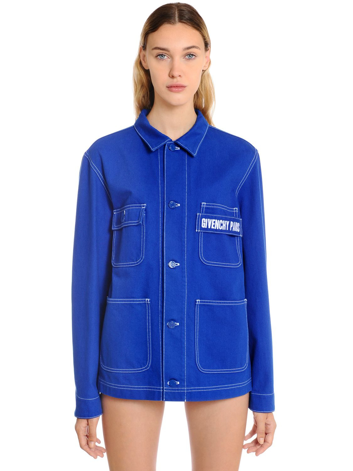 LOGO PRINTED WORKWEAR DENIM SHIRT | Luisaviaroma