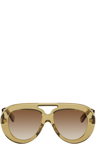 Khaki Round Spoiler Aviator Sunglasses | SSENSE