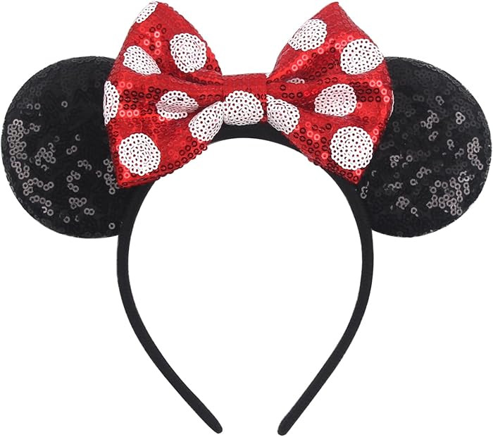 Mouse Ears Headbands for Women Sequin Polka Dot Bow Headband Hair Accessories for Birthday Costum... | Amazon (US)