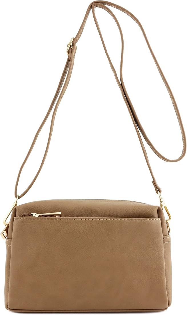 FashionPuzzle Triple Zip Small Crossbody Bag | Amazon (US)