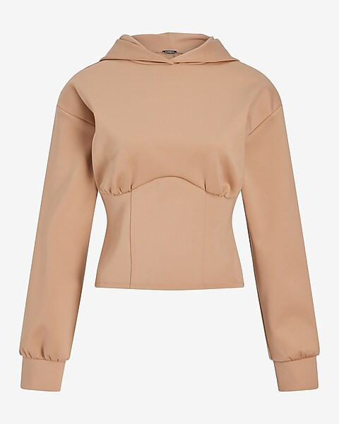 Nylon Scuba Corset Hoodie | Express