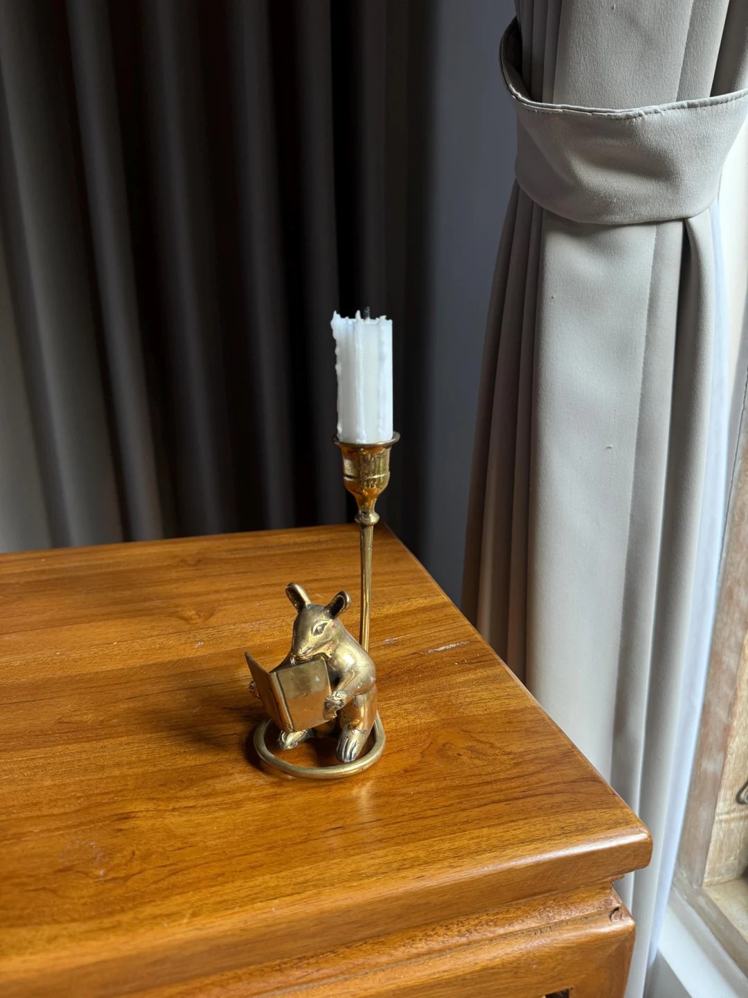 Brass Mouse candleholder Unique Handcrafted Taper Candle Stand with Reading Mouse Figurine, Whims... | Etsy (US)