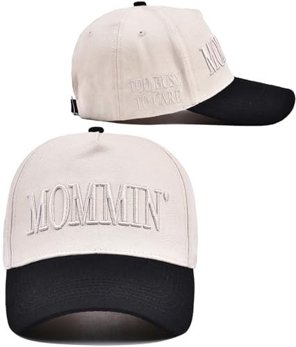 Vintage Two-Tone Women's Baseball Cap, Mommin Trucker Hat for Women & Men, Adjustable Baseball Cap, Mom Ponytail Embroidered Cap for Women White | Amazon (US)