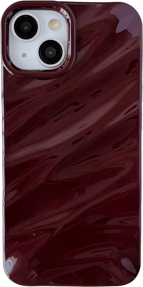 Caseative Water Ripple Pattern Curly Wave Shape Soft Compatible with iPhone Case (iPhone 14,Wine ... | Amazon (US)