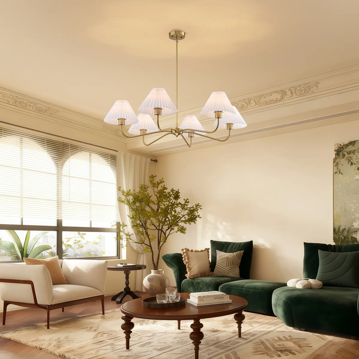 Mercer41 6-light Chandelier With Pleated Fabric Shades | Wayfair | Wayfair North America