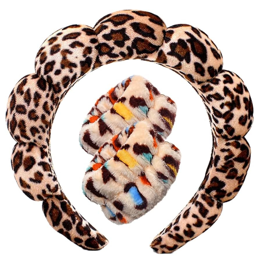 Spa Headbands for Washing Face Wristband Set Sponge Makeup Skincare Headband Wrist Towels Bubble ... | Amazon (US)