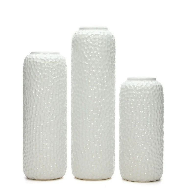 Hosley's Set of 3, White Ceramic Honeycomb Vases | Walmart (US)