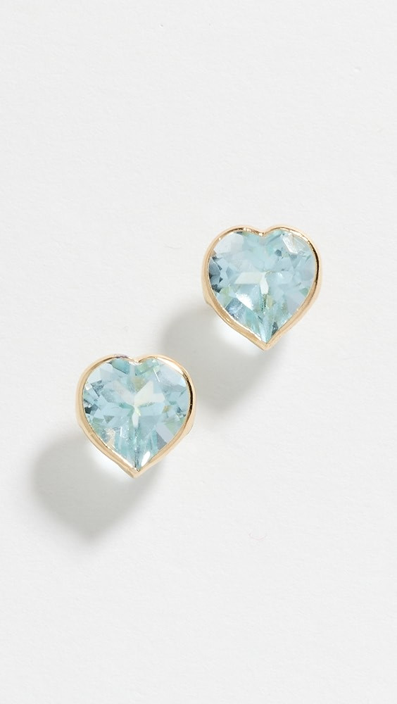 14k Blue Topaz Heart Stud Earrings | Shopbop