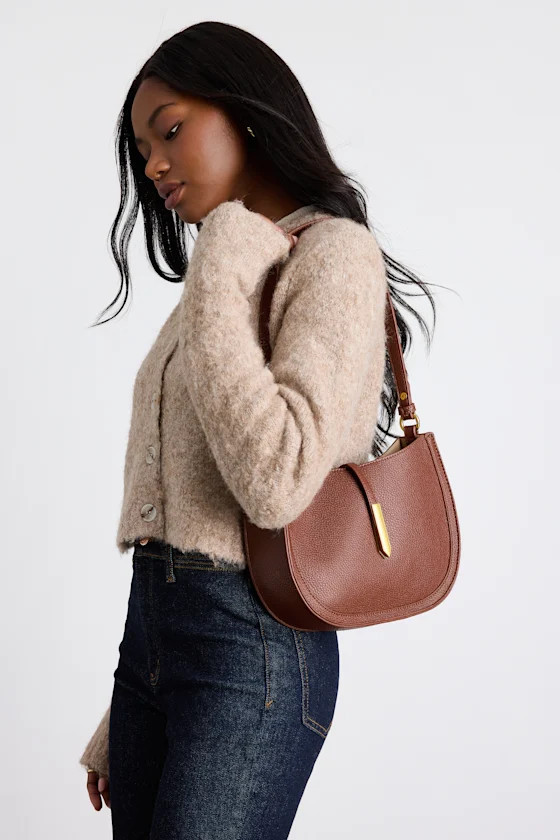 Zari Brown Vegan Leather Shoulder Bag | Lulus