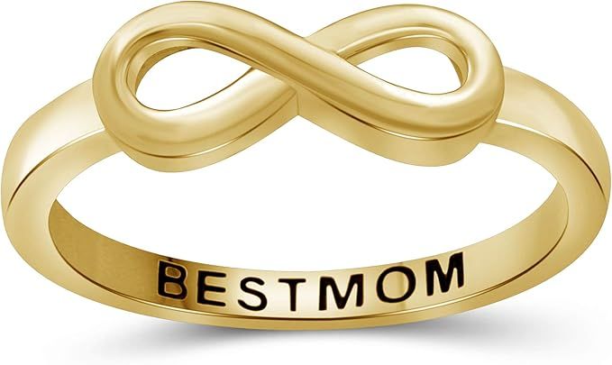 JEWELEXCESS 14K Gold Over Silver Infinity Friendship Ring for Women | Personalized Sisters, Best ... | Amazon (US)