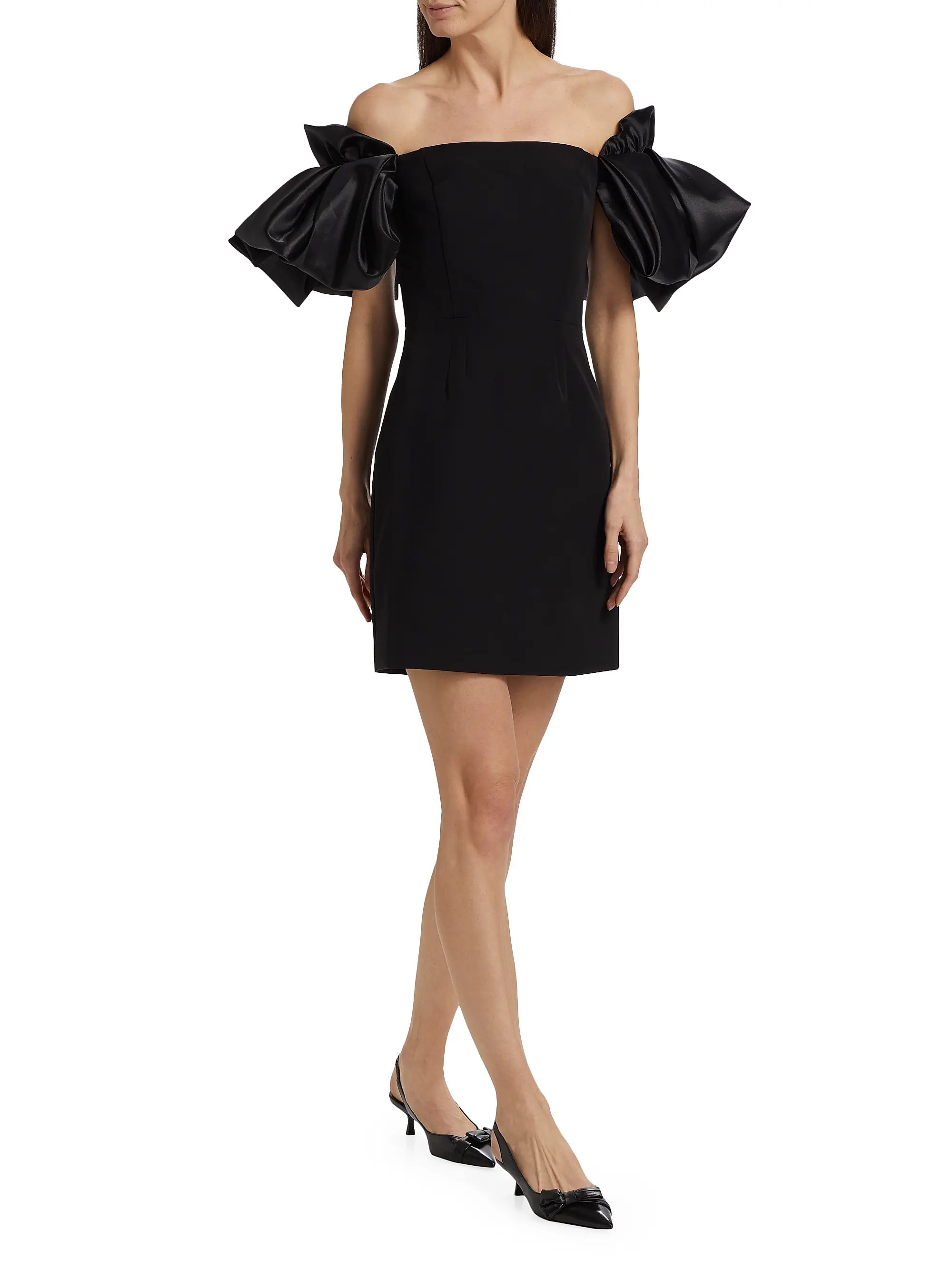 Sabine Satin Crepe Off-The-Shoulder Flare-Sleeve Minidress | Saks Fifth Avenue