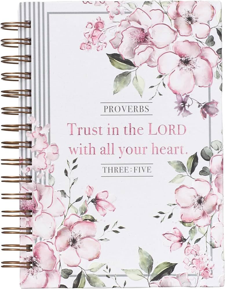 Journal w/Scripture Trust In The Lord Proverbs 3:5 Bible Verse Pink Flowers 192 Ruled Pages, Larg... | Amazon (US)