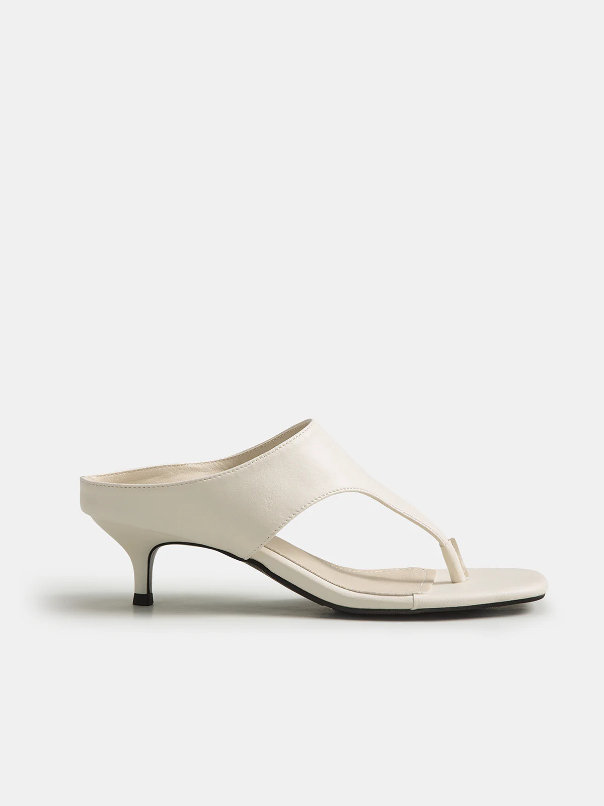 Square Toe Thong Kitten Heel Sandals | Commense