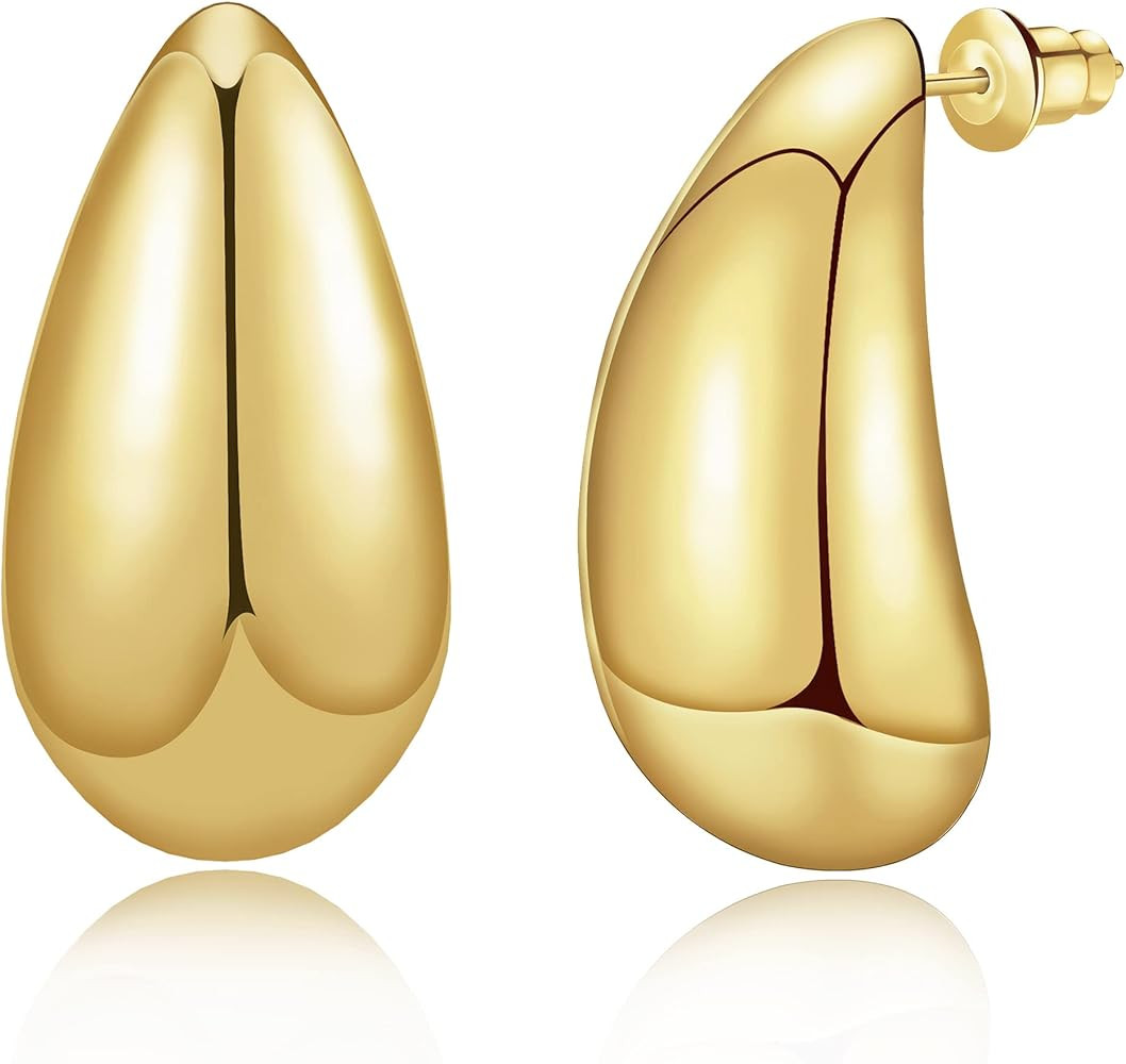 Tewiky Bottega Earring Dupes Lightweight Chunky Gold Hoop Earrings for Women, Hypoallergenic 925 ... | Amazon (US)