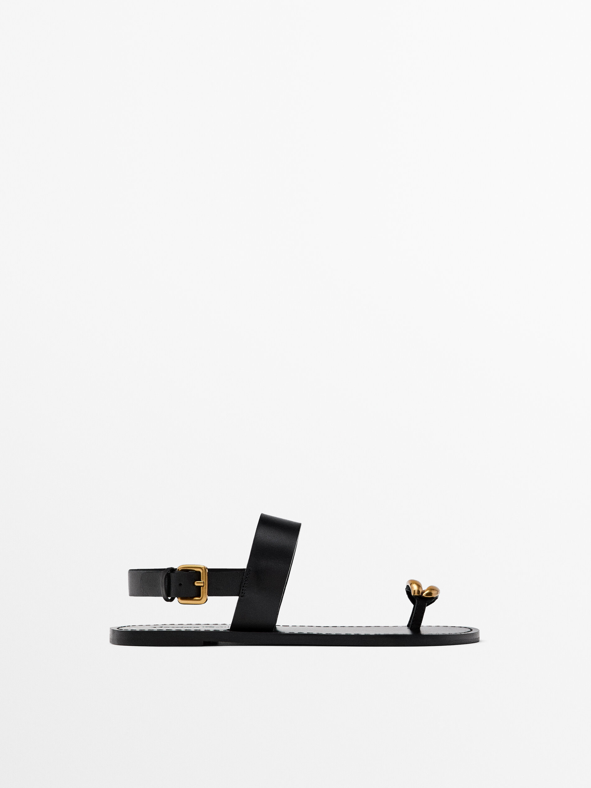 Flat sandals with metallic embellishment | Massimo Dutti UK