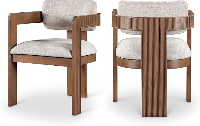 Meridian Furniture 11093Beige-C Sacha Collection Art Deco Dining Chair, Rich Beige Linen Textured... | Amazon (US)