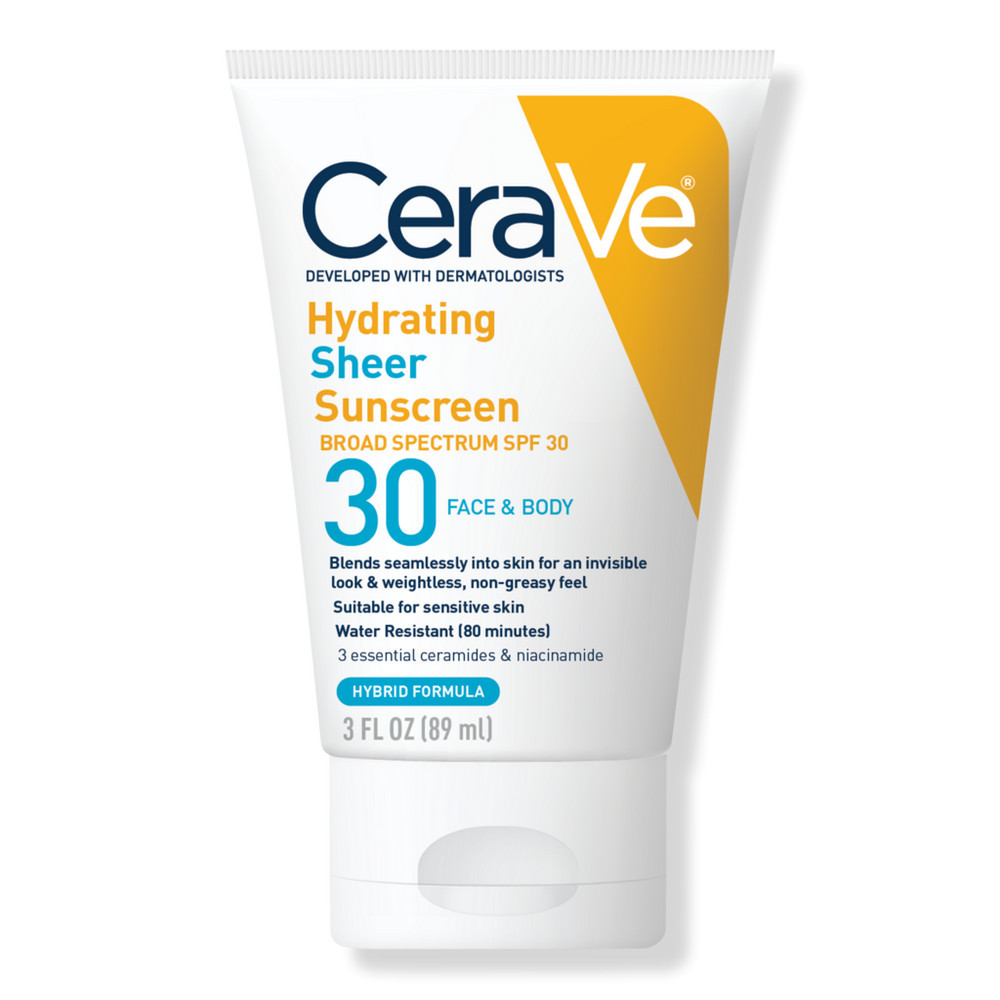 CeraVe Hydrating Sheer Sunscreen Face and Body Lotion with SPF 30 - 3.0 oz | Ulta