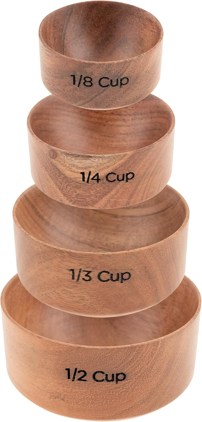Karma, Acacia Wood Measuring Cups, Set of 4 Wooden Measuring Cups | Amazon (US)