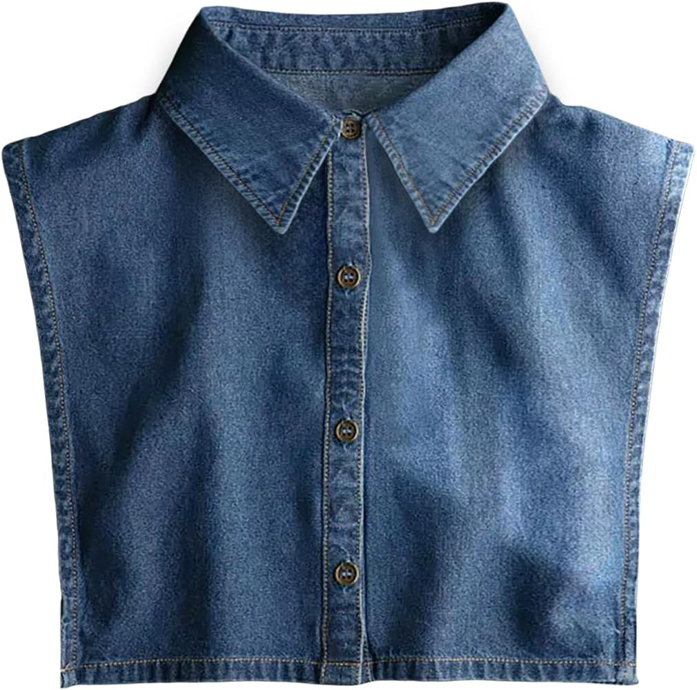 Denim Fake Collar Detachable Dickey Collar Half Shirts Blouse False Collar Top for Women Girls Me... | Amazon (US)