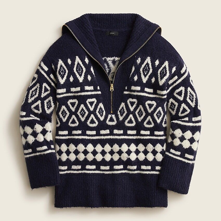 Relaxed half-zip sweater in geometric knit | J.Crew US